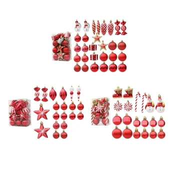 H7EA Упаковка из 29/20 елочных украшений, снеговика, подвесок в виде звездных шаров, праздничный декор