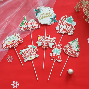 Креативные украшения для торта, бумажные топперы для торта, Веселое Рождественское украшение для торта, Колокольчики для Рождественской елки, вывеска для торта 2024, Праздничные принадлежности