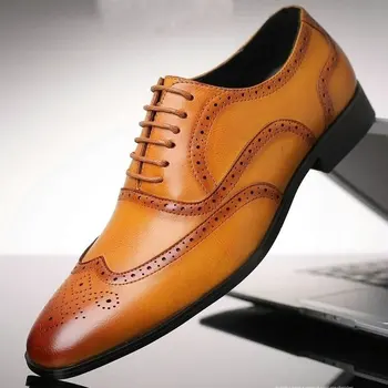 Мужская официальная обувь модные Оксфорды Мужская деловая обувь в стиле ретро Мужские модельные туфли большого размера 2020