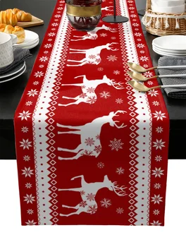 Рождественская настольная дорожка с изображением лося, украшение стола для свадебного фестиваля, домашний декор, кухонные скатерти, салфетки