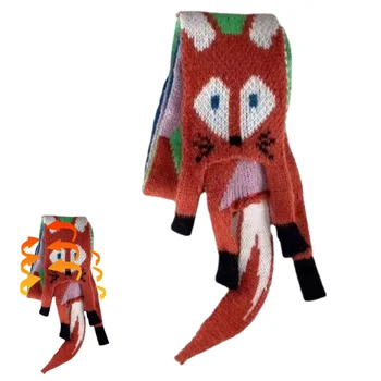Осенне-зимний детский вязаный шарф с мультяшной лисой Для маленьких мальчиков и девочек, теплая женская шаль, Детский женский вязаный женский шарф с животными