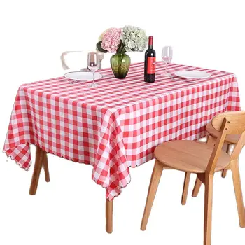 Полиэфирная прямоугольная клетчатая скатерть для стола, кухонный стол, темно-синяя Пасторальная Льняная скатерть для пикника, для ресторана, столовой.