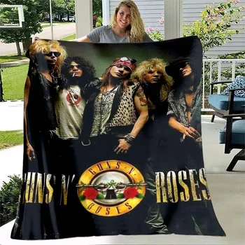 Лента Guns N' Roses, одеяло с ретро-принтом, Фланелевое Мягкое одеяло, Детское Теплое Плюшевое одеяло, Спальня, Гостиная, Диван, Одеяло для пикника