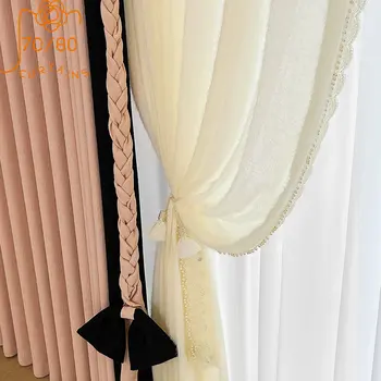 Новые розовые жаккардовые плотные шторы из обжаренного теста с декоративной строчкой Плотные шторы для гостиной спальни на заказ