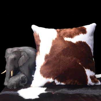 Подушка из воловьей кожи с рисунком быка, имитирующая мех, плюшевая подушка, прикроватная диванная подушка, поясничная поддержка