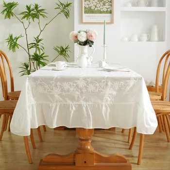 Французские водо- и маслостойкие, из хлопка, с вышитым цветочным рисунком лотоса, подол юбки, скатерть для стола