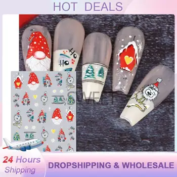 Дизайн ногтей в рождественской тематике, стильные наклейки для ногтей в виде праздничной снежинки весом 5 г, уникальный дизайн бумажной открытки, маникюр, уникальный подарок от Санта-Клауса