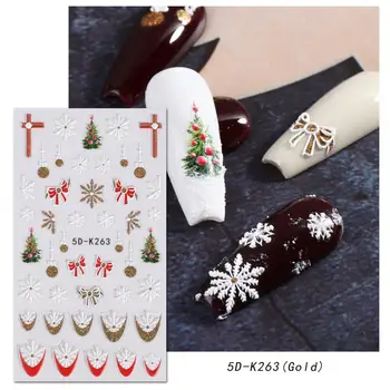 Наклейка для ногтей Рождественская наклейка для ногтей Праздничные наклейки для нейл-арта Снежинки Бантики для рождественского украшения ногтей