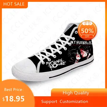 My Chemical Romance MCR Rock Band Повседневная ткань с 3D принтом Модная парусиновая обувь с высоким берцем Для мужчин Женщин Подростков Дышащие кроссовки