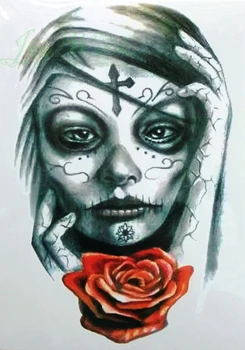 Водонепроницаемая Временная Татуировка Наклейка большого размера чародейка ведьма женщины Мексиканский череп тату флэш тату поддельные татуировки для девушки