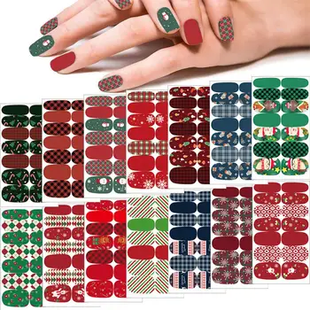 Рождественские 3D наклейки для дизайна ногтей в виде снежинок, наклейки для лака для ногтей, Новогодние наклейки, Блестящие Новые дизайны для самостоятельного украшения, Клейкая победа U9W8