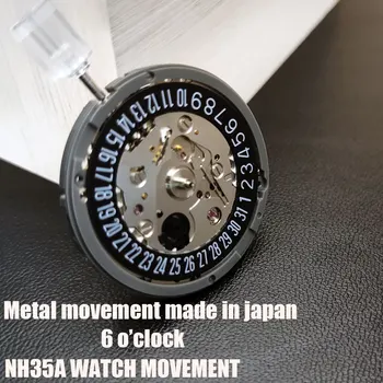 Японский Оригинальный Механический Механизм NH35/NH35A Высокой Точности с ЧЕРНЫМ Шеститочечным Окошком даты Роскошные Автоматические часы Movt Replace