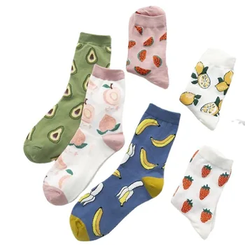 1-3 пары носков средней длины Fruit series, Новые прямые женские носки tidal из чистого хлопка