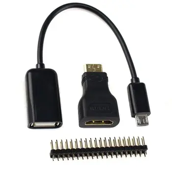 Комплект Raspberry Pi Zero 3 в 1 Адаптер Mini HDMI-HDMI + Micro USB + Разъем GPIO U
