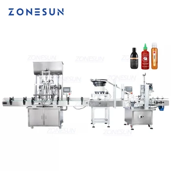 ZONESUN ZS-FAL180A7 Автоматическая машина для розлива и укупорки пасты, крема, шоколада, жидкой бутылки С вибрационным Устройством подачи крышки