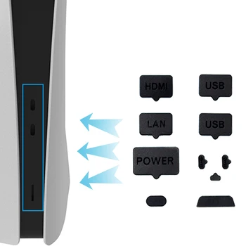 14шт Пылезащитный штекер для консоли PS5 Slim Силиконовый защитный чехол от пыли Пылезащитный штекер для аксессуаров игровой консоли PS5 slim