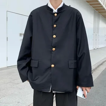 2023 Мужская повседневная куртка в китайском стиле, маленький костюм, Корейская версия, униформа, студенческая куртка, маленький костюм, молодежное модное пальто