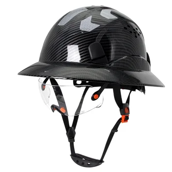 Защитный шлем с полными полями и защитными очками, строительная каска со светоотражающей наклейкой, защитная рабочая шапочка для верховой езды, спасательная шапочка для скалолазания