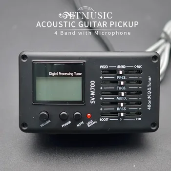 SV-M700 4-Полосный Эквалайзер для Акустической Гитары с Тюнером и Микрофоном Гитарный Звукосниматель Высокого Качества для Народной Гитары Черный