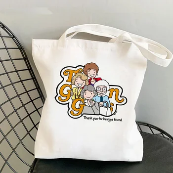 хозяйственная сумка golden girls, холщовая многоразовая сумка-тоут для бакалеи, хлопчатобумажная сумка bolso, складная сумка для переноски, сумка для компры.