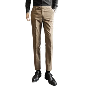 Брендовая одежда 2023 года, мужские весенние облегающие повседневные брюки для делового костюма / мужские модные хлопковые брюки для костюма большого размера M-6XL