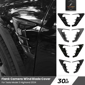 Для Tesla Model 3 2024 Highland Flank Wing Blade Автомобильные Наклейки Боковые Защитные Чехлы Для Камеры Ограждения Из Углеродного Волокна Автоаксессуары
