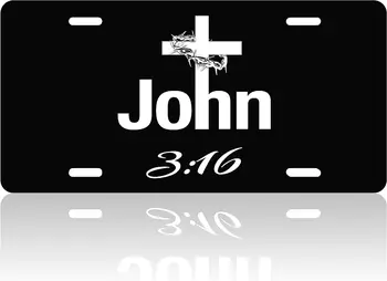 Иоанна 3: 16 Христианская Крышка Номерного Знака Религиозный Крест Номерной Знак Металлическая Рамка Номерного Знака Подходит для Стандартных США Женщин Мужчин