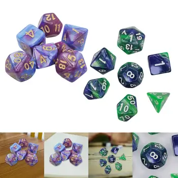 Набор многогранных кубиков 7шт, двухцветные акриловые объемные кубики для обучения математике, сувениры для вечеринок, ролевые игры, настольные игры в классе