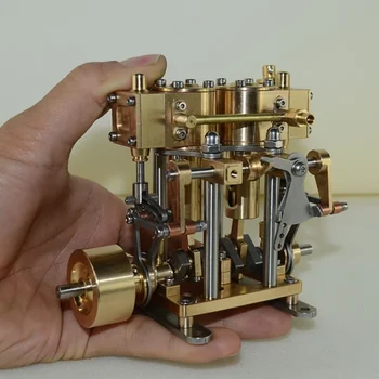 Двухцилиндровые модели паровых двигателей, копирующие 10-кубовые Полностью медные паровые двигатели ручной работы (для моделей судов длиной корпуса 100-150 см)
