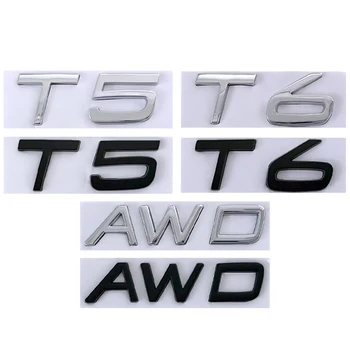 3D Металлический Черный Логотип T5 T6 Буквы Эмблемы AWD Наклейка Значок Багажника Автомобиля Для Volvo 850 XC60 XC90 S60 C30 S40 S80 V40 V60 Аксессуары