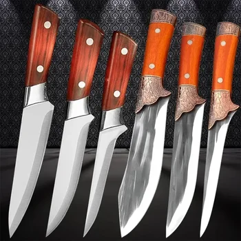 Кухонные ножи для барбекю, Походный инструмент для кемпинга, Кованый Обвалочный нож, Рыболовный охотничий нож, Мясницкий нож из нержавеющей стали, Нарезка вручную