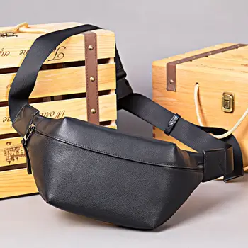 Мужская нагрудная сумка, кожаная повседневная сумка через плечо большой емкости, многоцелевая модная спортивная поясная сумка, кошелек