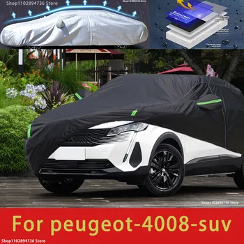 Для Peugeot 4008 Подходят Наружные Защитные Автомобильные Чехлы Снежный Покров Солнцезащитный Козырек Водонепроницаемый Пылезащитный Внешний черный автомобильный чехол