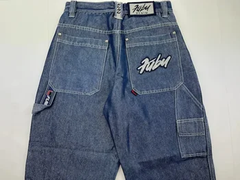 2023 Новые джинсы американского уличного дизайна мужские harajuku популярные прямые широкие брюки пара повседневных свободных джинсовых брюк