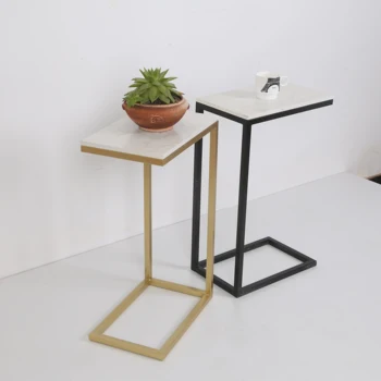 Чайный столик С-образной формы Современный Дизайн Деревянный Металлический Приставной Столик Светлая Роскошная Гостиная Балкон Гостиничный Журнальный Столик