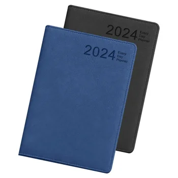 Повестка дня, бизнес-планировщик, Минутный календарь, записная книжка, собрание 2024, записная книжка на английском кожаном ежедневнике