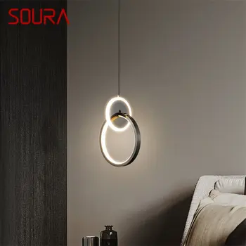 Современная черная медная люстра SOURA, Светодиодная, 3 цвета, Креативный декоративный подвесной светильник для дома, спальни