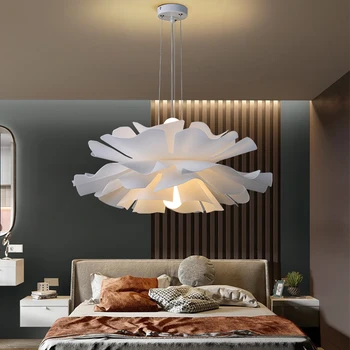 Простая теплая внутренняя уличная люстра, современный светодиодный подвесной светильник, потолочный светильник для спальни, светильники Nordic Design Petals 2023