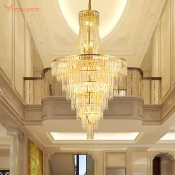 Роскошный Золотой подвесной светильник, Двухуровневые люстры для прихожей, лестницы, современное креативное освещение в помещении